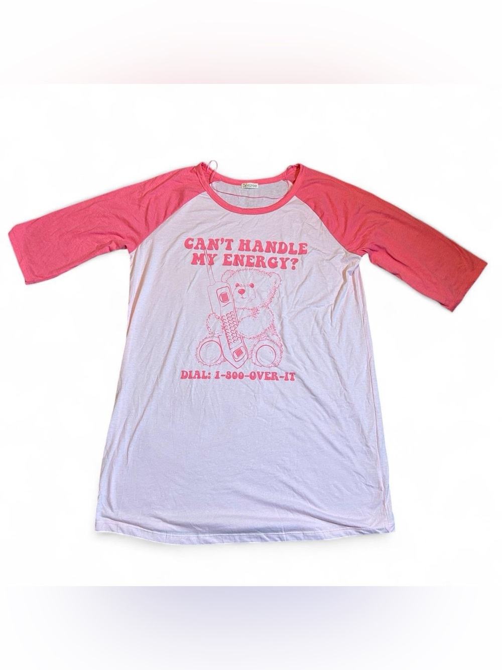 Desiree Pink Pajama Tee Dress with Bear Graphic 1X